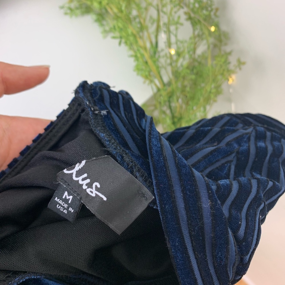 Lulus Navy Blue Striped Velvet Long Sleeve Dress - Picture 6 of 8